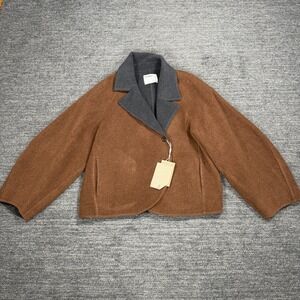 Hemi Blurr Wool Coat Women Small Brown Oversized Boxy Statement Quiet Luxury